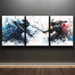 3pcs Red & Blue Armor Fantasy Metal Print Ready to Hang Art