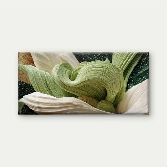 Abstract Floral Green & Curves Wall Art Canvas Office Home Room Framed 80x45cm