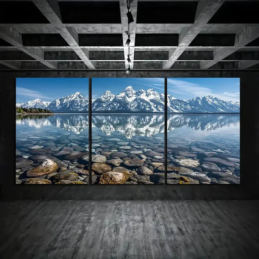 3pcs Mountain Reflective Nature Scenery Metal Print Ready to Hang Art