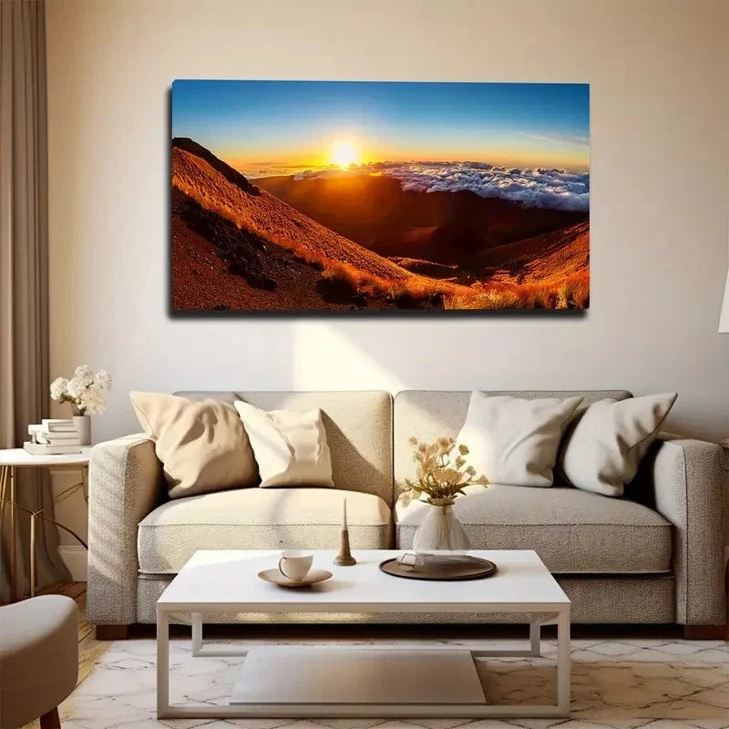 Magnificent Sunrise Wall Art Canvas Office Home Room Framed 80x45cm