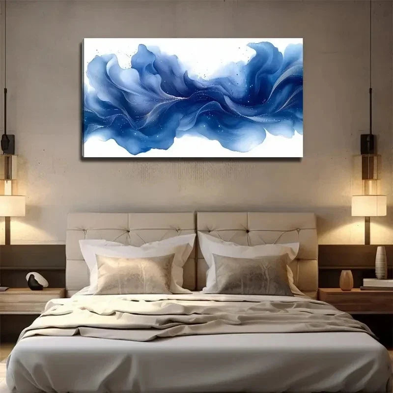 Blue Painting Conference Wall Art Canvas Office Home Room Framed 120x60cm