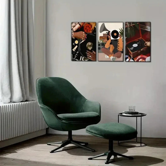 3pcs Interpretation Vinyl Record Art Posters Metal Print Ready to Hang Art