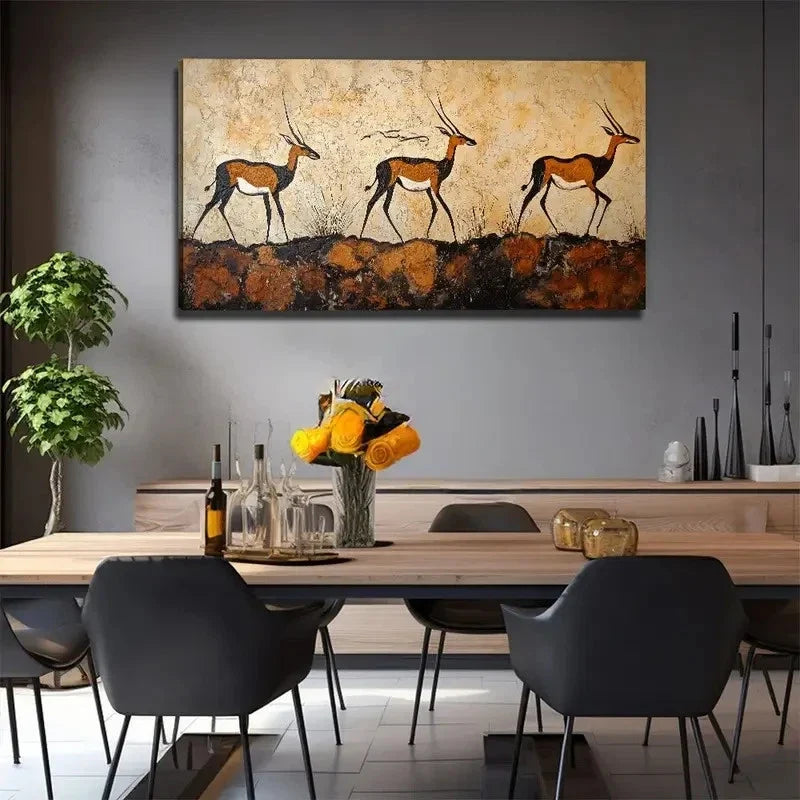 Three Deer Perfect Wall Art Canvas Office Home Room Framed 120x60cm