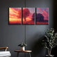 3pcs Rustic Dilapidated House Alone Sky Red Wall Art Set Canvas Framed 40x60cm - High Quality Print 100% Australian Made Wall Canvas Ready to Hang