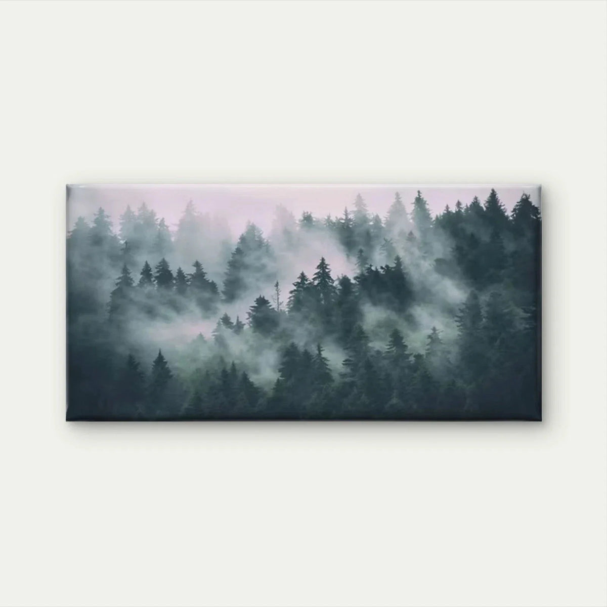 Misty Forest Trees Wall Art Canvas Office Home Room Framed 80x45cm