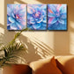 3pcs Luxurious Blue, Pink & Orange Flower Metal Print Ready to Hang Art