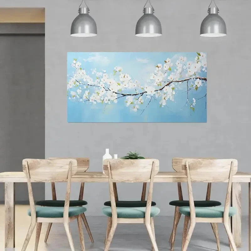 Abstract Blue plum Blossom wall canvas office home room framed 120x60cm