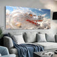 White Dragon Cloudy Sky wall canvas office home room framed 120x60cm