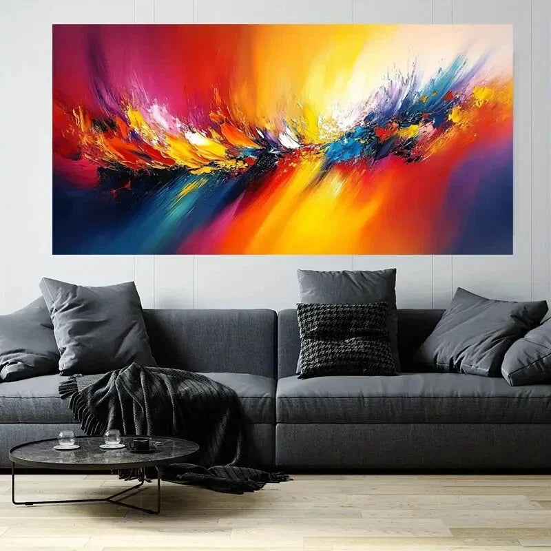Abstract Expressionist Colorful Wall Art Canvas Office Home Room Framed 120x60cm