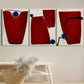 3pcs Abstract Red Black Beige Contemporary Metal Print Ready to Hang Art