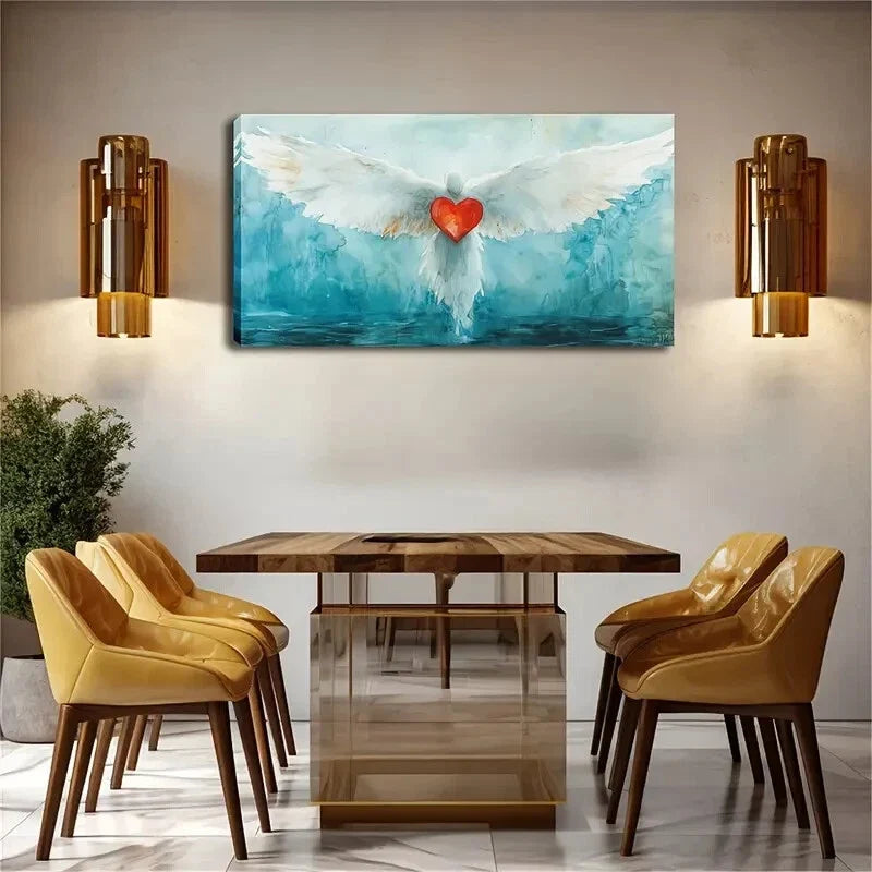 Realistic White Bird Red Décor Wall Art Canvas Office Home Room Framed 120x60cm