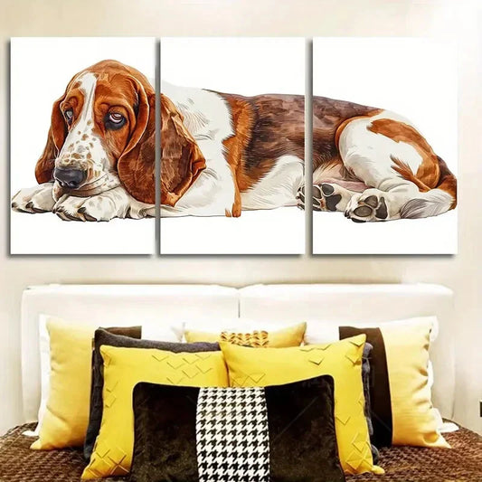 3pcs Rustic Basset Hound Dog Animal Metal Print Ready to Hang Art