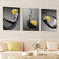 3pcs Abstract Black & Yellow Accents Wine Glass Wall Art Set Canvas Framed 40x60cm - High Quality Print 100% Australian Made Wall Canvas Ready to Hang