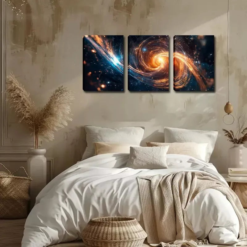 3pcs  Stunning Galaxies Wall Art Set Canvas Framed 40x60cm - High Quality Print 100% Australian Made Wall Canvas Ready to Hang