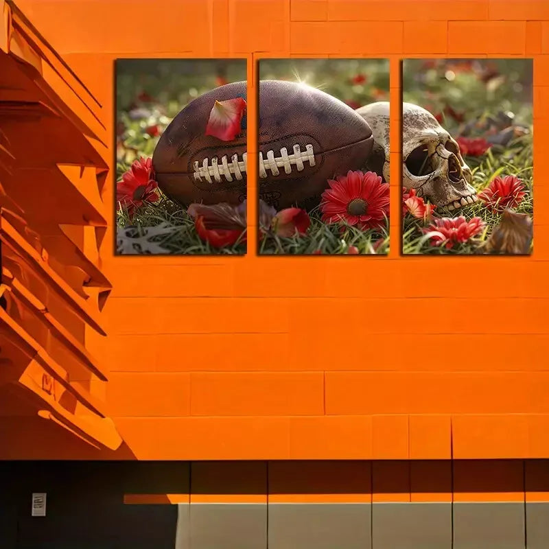 3pcs Skeletons & Flowers Canvas Framed 40x60cm - High Quality Print 100% Australian Made Wall Canvas Ready to Hang