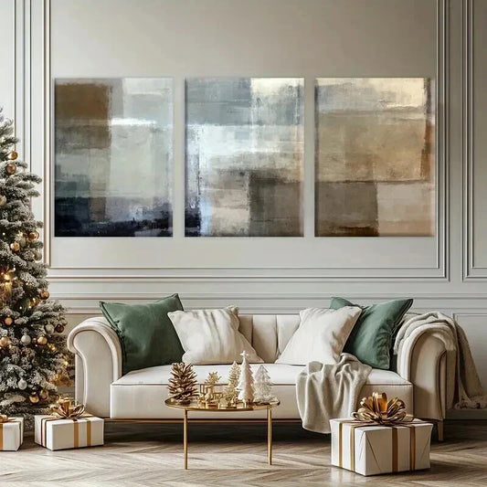 3pcs Modern Abstract Contemporary Winter Wall Art Set Canvas Framed 40x60cm - High Quality Print 100% Australian Made Wall Canvas Ready to Hang