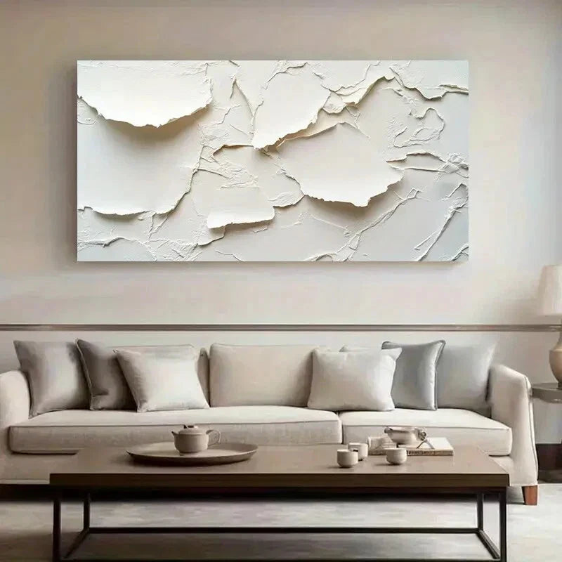 Abstract White Crayon wall canvas office home room framed 120x60cm