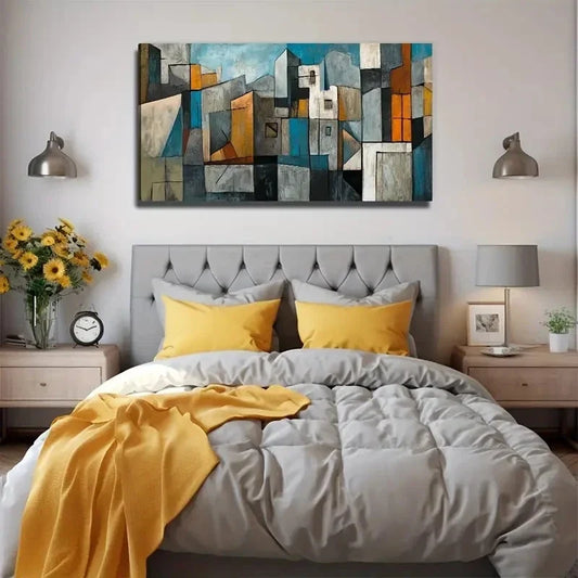 Modern Abstract Geometric Wall Art Canvas Office Home Room Framed 120x60cm