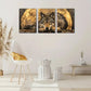 3pcs Golden and Black Design Native American Metal Print Ready to Hang Art