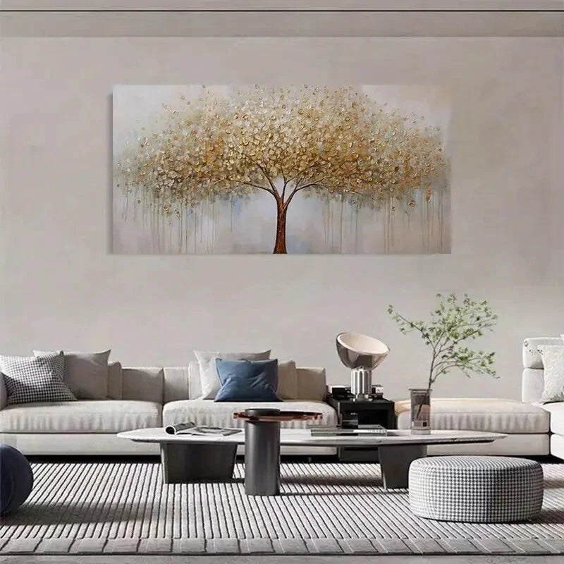 Abstract Golden Tree of Life Wall Art Canvas Office Home Room Framed 120x60cm