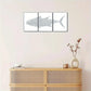 3pcs Minimalist Black & White Underwater Shark Metal Print Ready to Hang Art