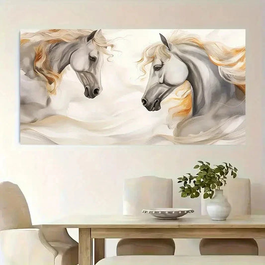 Retro Classic Ink Dye Horse Wall Art Canvas Office Home Room Framed 120x60cm