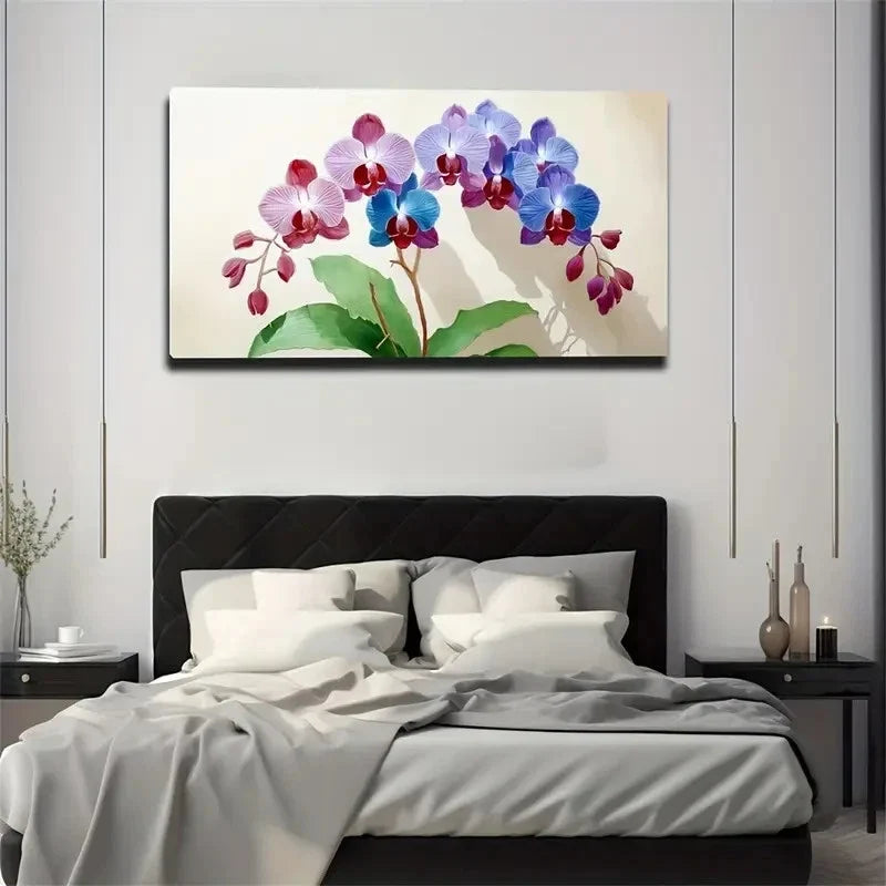 Vibrant Orchid Modern Wall Art Canvas Office Home Room Framed 80x45cm