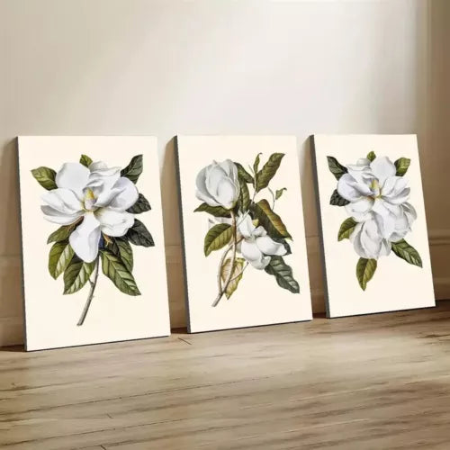 3pcs Maglia Flower Print Canvas Framed 40x60cm - High Quality Print 100% Australian Made Wall Canvas Ready to Hang