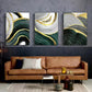 3pcs Gold Green Marble Line Canvas Framed 40x60cm - High Quality Print 100% Australian Made Wall Canvas Ready to Hang