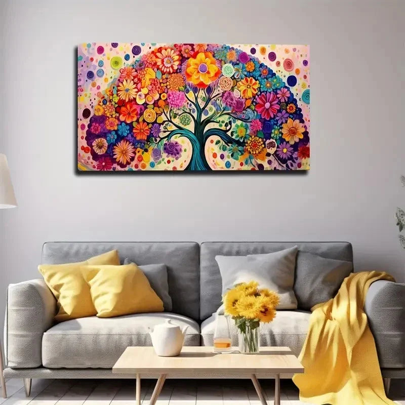 Mysterious Trees Blooming Wall Art Canvas Office Home Room Framed 80x45cm
