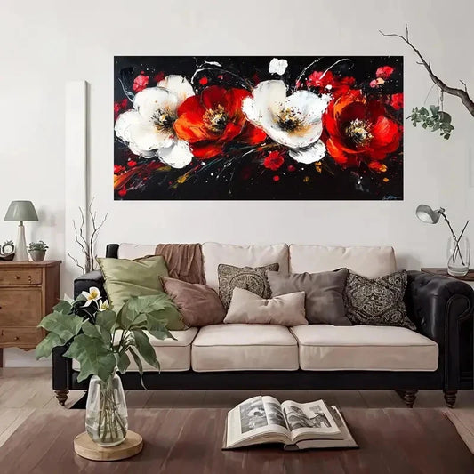 Modern Abstract Floral Wall Art Canvas Office Home Room Framed 80x45cm