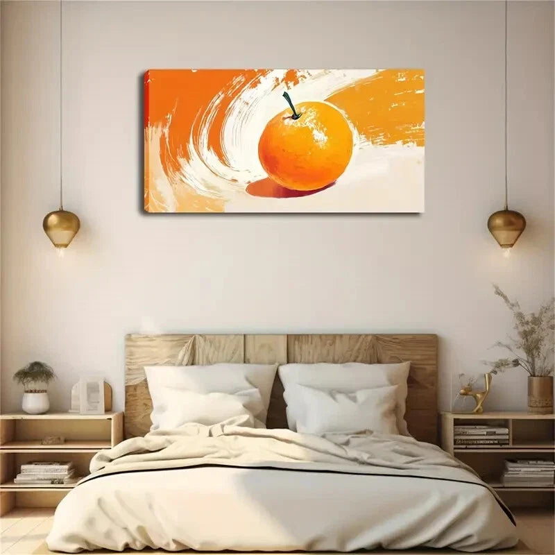 Orange A Bright Light Beige Wall Art Canvas Office Home Room Framed 120x60cm