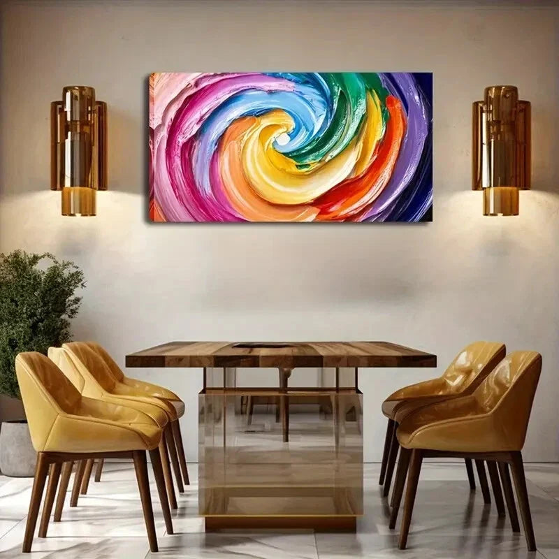 Vibrant Abstract Swirl Colorful Wall Art Canvas Office Home Room Framed 120x60cm