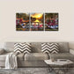 3pcs Sunrise Over Amsterdam Flowers Bicycles Metal Print Ready to Hang Art