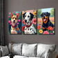 3pcs Vibrant Dog Colorful Pet Paintings Floral Wall Art Set Canvas Framed 40x60cm - High Quality Print 100% Australian Made Wall Canvas Ready to Hang