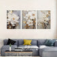 3pcs Abstract White Floral Canvas Framed 40x60cm - High Quality Print 100% Australian Made Wall Canvas Ready to Hang