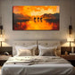 Sunset Horseback Riders Wall Art Canvas Office Home Room Framed 120x60cm