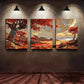 3pcs Autumn Scenery Red Leaf Tree Blue Sky Metal Print Ready to Hang Art