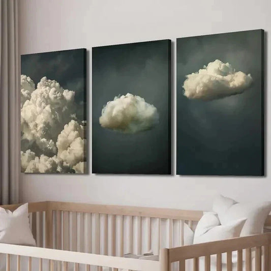 3pcs Serene Nature Cloud & Space Isolation Wall Art Set Canvas Framed 40x60cm - High Quality Print 100% Australian Made Wall Canvas Ready to Hang