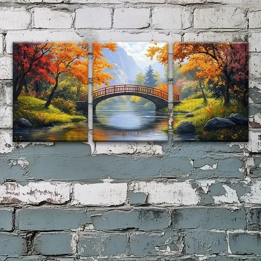 3pcs Mysterious Stone Bridge Metal Print Ready to Hang Art