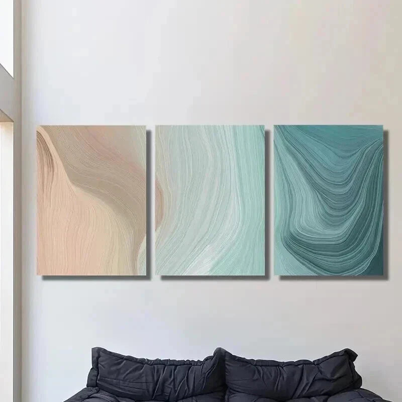 3pcs Abstract Brown Turquoise Decoration Wall Art Set Canvas Framed 40x60cm - High Quality Print 100% Australian Made Wall Canvas Ready to Hang