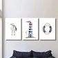 3pcs White Seagull Lighthouse Nautical Lifebuoy Wall Art Set Canvas Framed 40x60cm - High Quality Print 100% Australian Made Wall Canvas Ready to Hang