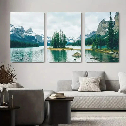 3pcs Scenic Mountain and Lake Nature Landscape Metal Print Ready to Hang Art