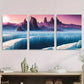 3pcs Futuristic Ice Mountains & Frozen Peaks Metal Print Ready to Hang Art