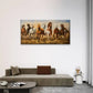 Horses Running Fields Wall Art Canvas Office Home Room Framed 80x45cm