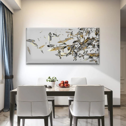 Broken Glass Shards Abstract Wall Art Canvas Office Home Room Framed 80x45cm