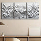 3pcs Abstract Gray Flowers and Leaves Metal Print Ready to Hang Art