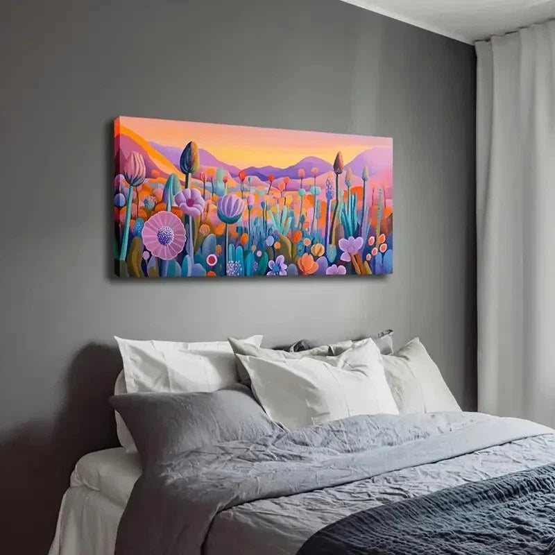 Modern Realistic Floral Lands Wall Art Canvas Office Home Room Framed 120x60cm