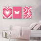3pcs Pink Butterfly Heart Designs Metal Print Ready to Hang Art
