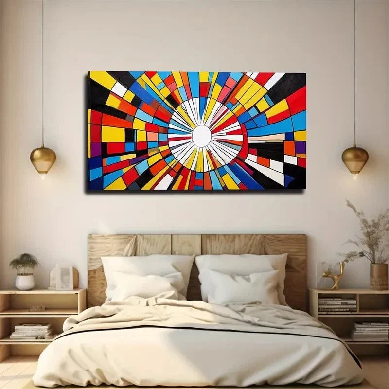 Colorful Radiating Light Wall Art Canvas Office Home Room Framed 80x45cm